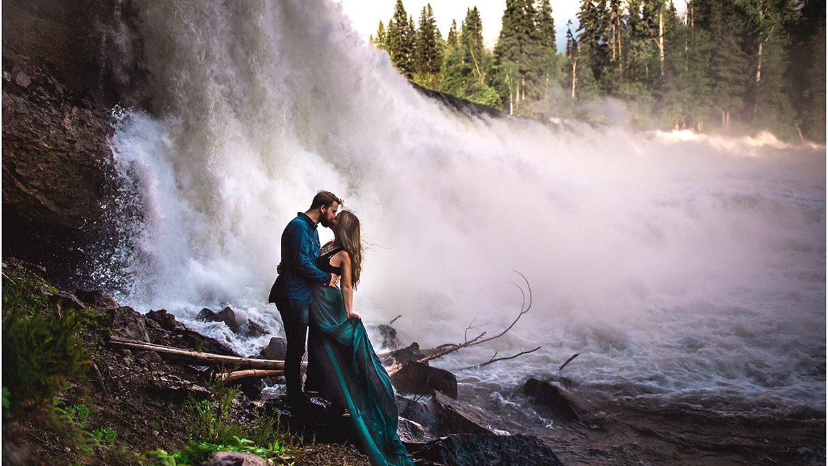 Wedding by a waterfall